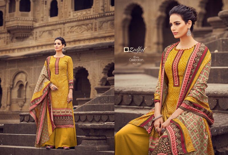 Zulfat Designer Suit Winter Celebration Pure Pashmina Casual Wear Salwar Suit