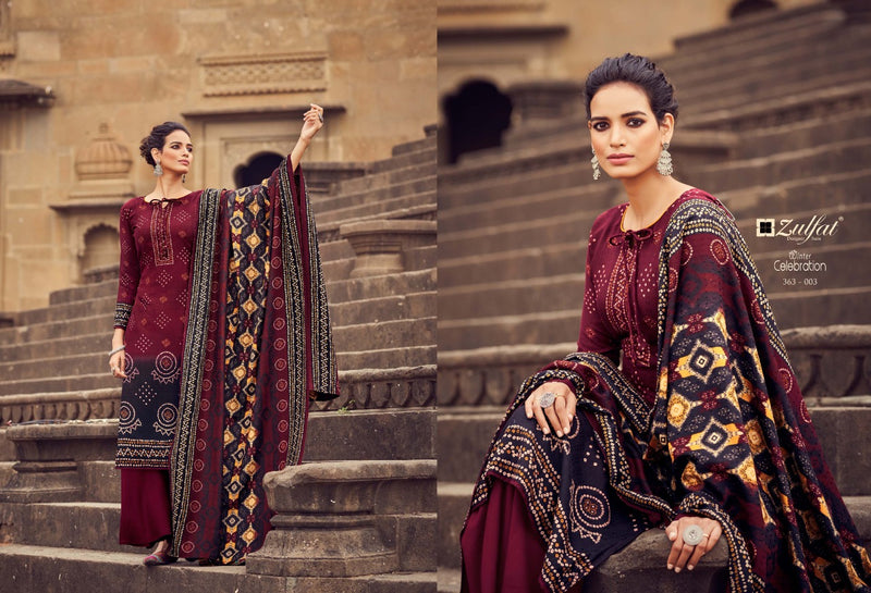 Zulfat Designer Suit Winter Celebration Pure Pashmina Casual Wear Salwar Suit