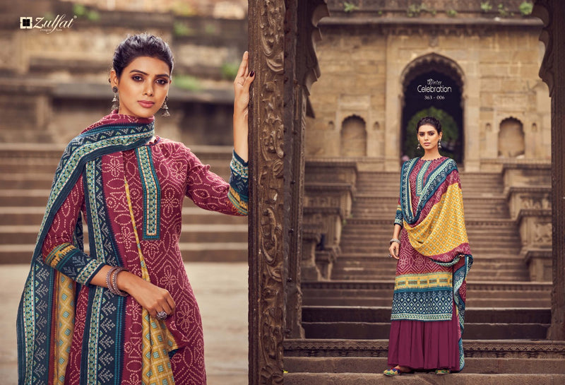 Zulfat Designer Suit Winter Celebration Pure Pashmina Casual Wear Salwar Suit