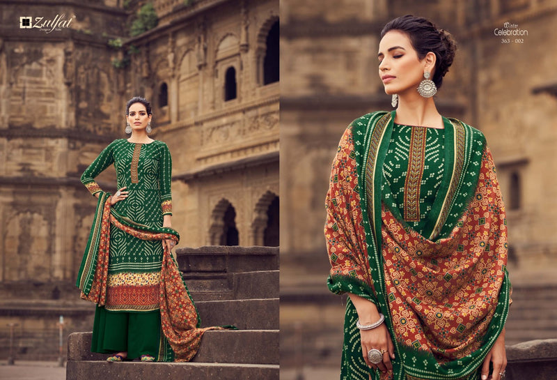 Zulfat Designer Suit Winter Celebration Pure Pashmina Casual Wear Salwar Suit