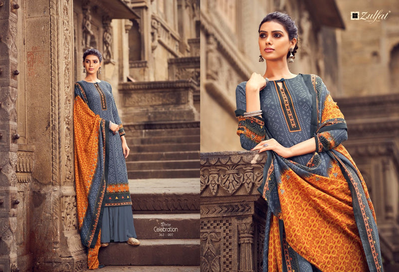 Zulfat Designer Suit Winter Celebration Pure Pashmina Casual Wear Salwar Suit