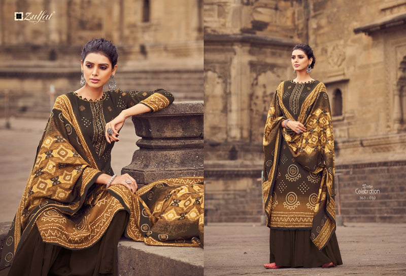 Zulfat Designer Suit Winter Celebration Pure Pashmina Casual Wear Salwar Suit