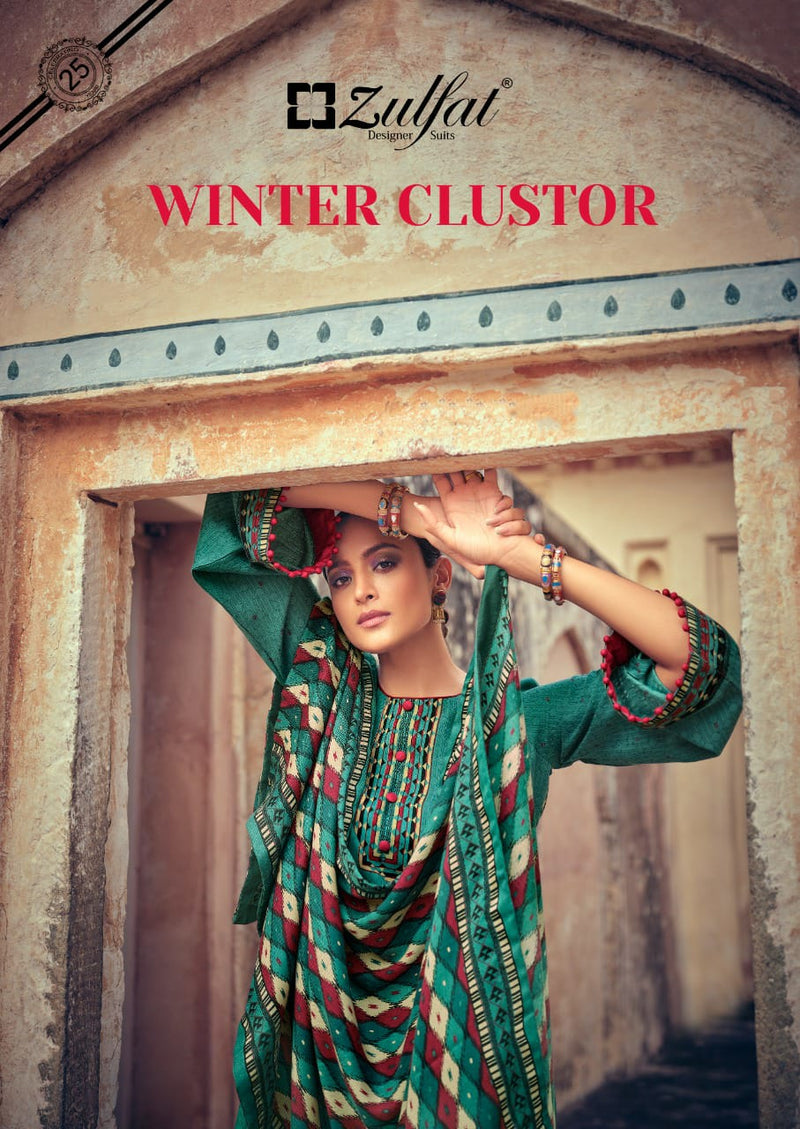 Zulfat Designer Suit Winter Clustor Pure Pashmina Digital Style Salwar Kameez