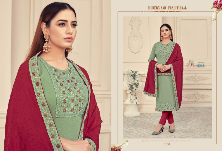 Aadhya Designer Aalia Cluster Slub  Embroidery Work Stylish Designer Salawar Suit