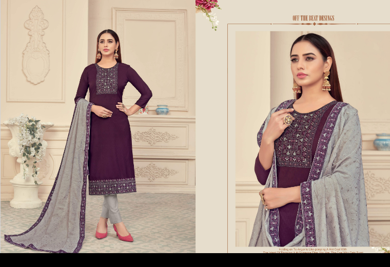 Aadhya Designer Aalia Cluster Slub  Embroidery Work Stylish Designer Salawar Suit