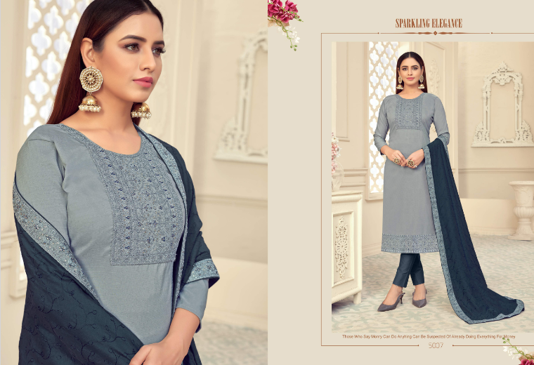Aadhya Designer Aalia Cluster Slub  Embroidery Work Stylish Designer Salawar Suit