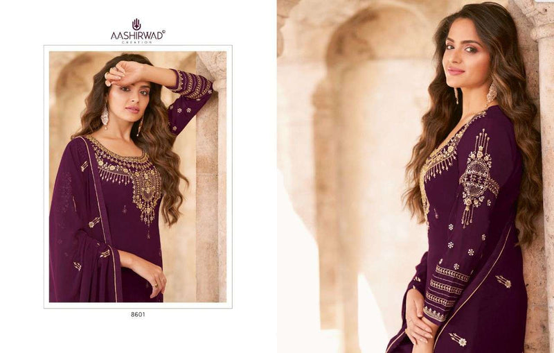 Aashirwad Saarya Dno 8601 Georgette Stylish Designer Wear Salwar Kameez