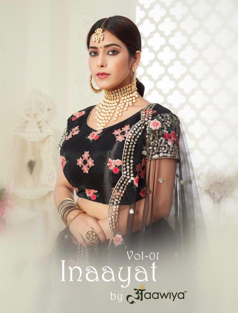 Aawiya Offical Inaayat Vol 1 Dno 2402 Butterfly Net With Embroidery Designer Wear Lehenga