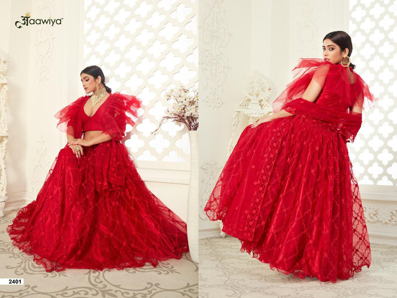 Aawiya Offical Inaayat Vol 1 Dno 2401 Butterfly Net With Embroidery Designer Wear Lehenga