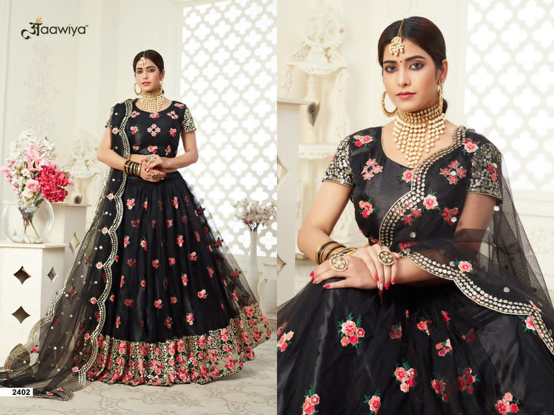 Aawiya Offical Inaayat Vol 1 Dno 2402 Butterfly Net With Embroidery Designer Wear Lehenga