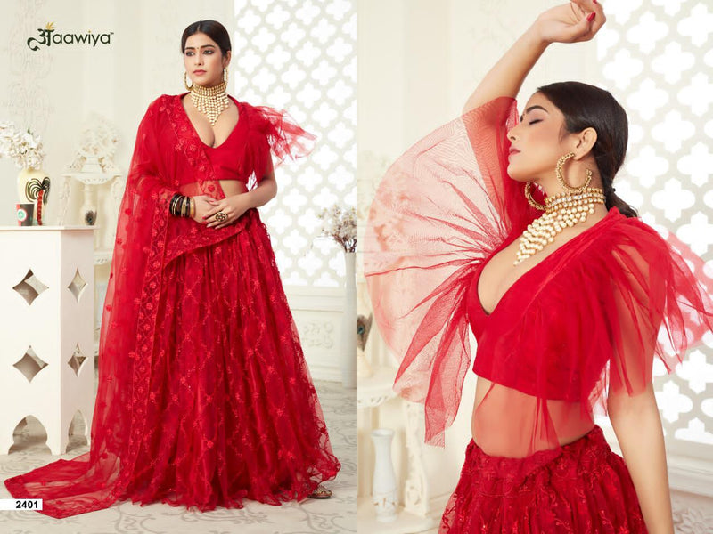 Aawiya Offical Inaayat Vol 1 Dno 2401 Butterfly Net With Embroidery Designer Wear Lehenga