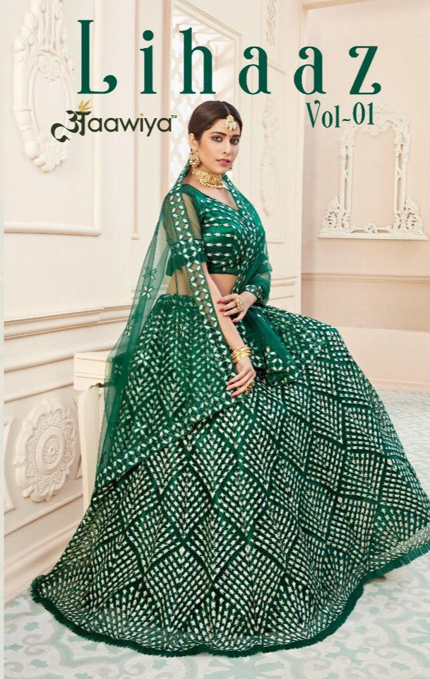 Aawiya Offical Lihaaz Vol 1 Dno 2302 Net Stylish Designer Lehenga Choli