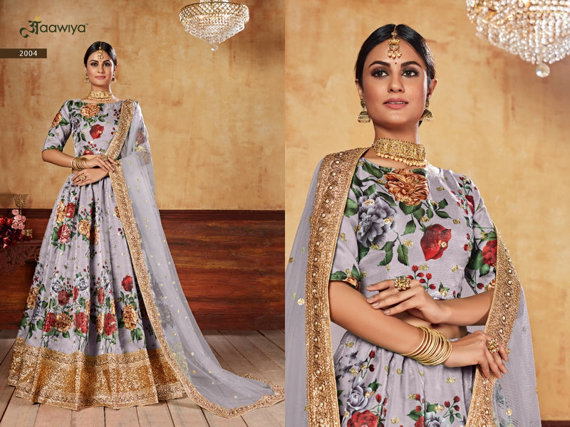 Aawiya Lishvaa Vol 1 Dno 2004 Art Silk Stylish Designer flower Printed Lehenga