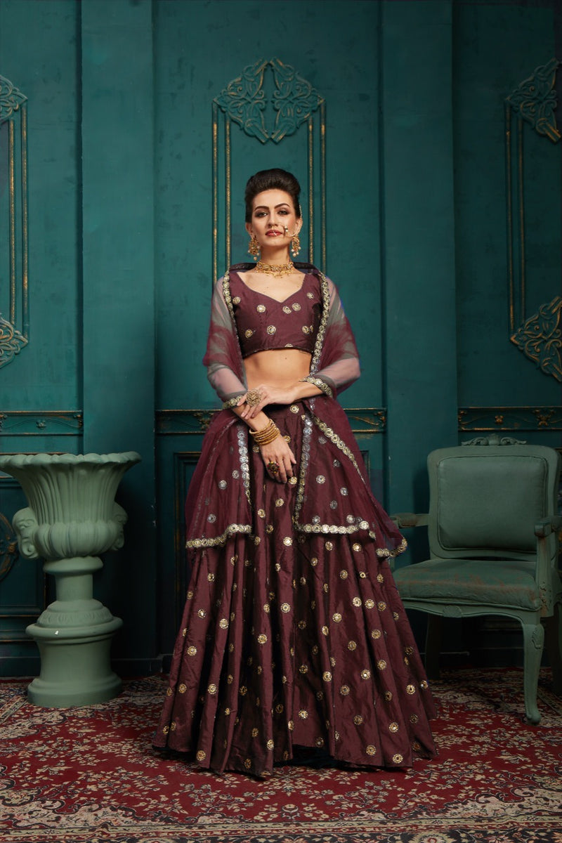 Aawiya Official Queen 701 D Tafeta Silk Stylish Designer Party Wear Lehenga Choli