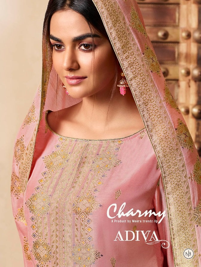 Zisa Charmy Adiva Muslin Meena Jacquard Embroidery Work Fancy Designer Festive Wear Salwar Kameez