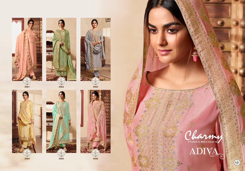 Zisa Charmy Adiva Muslin Meena Jacquard Embroidery Work Fancy Designer Festive Wear Salwar Kameez