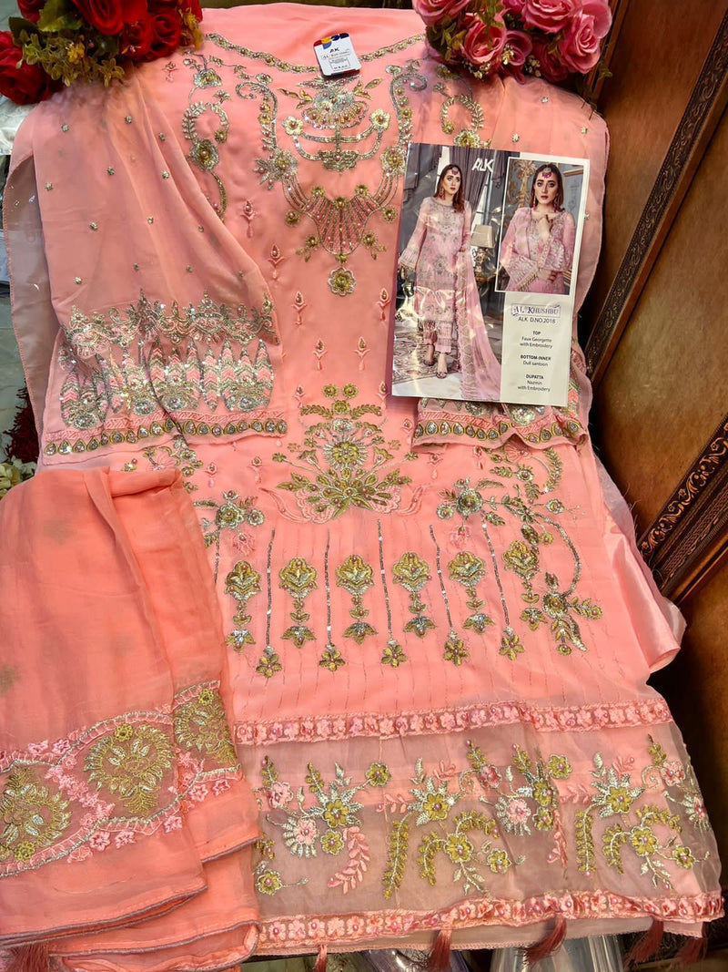Al Khushbu  Dno 2018 Georgette Stylish Designer Hand Work  Salwar Kameez