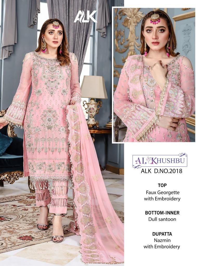 Al Khushbu  Dno 2018 Georgette Stylish Designer Hand Work  Salwar Kameez