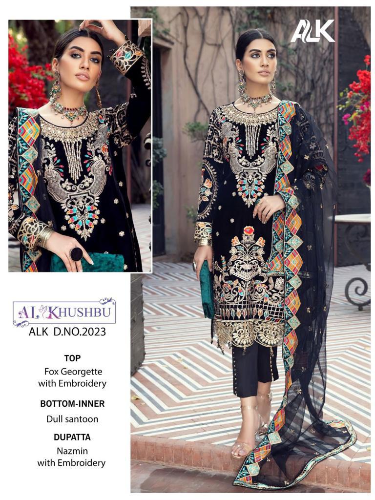 Al Khushbu Alk Dno 2023 Georgette Stylish Party Wear Designer Salwra Kameez