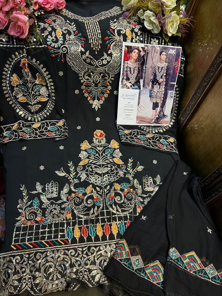 Al Khushbu Alk Dno 2023 Georgette Stylish Party Wear Designer Salwra Kameez