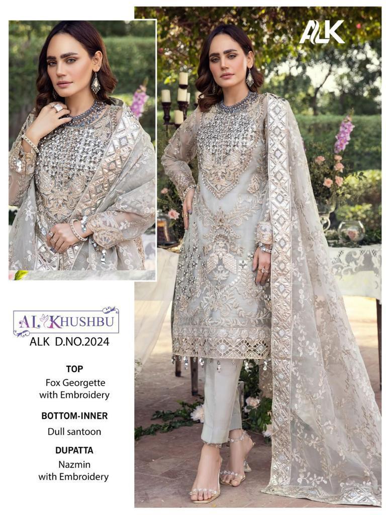Al Khushbu Alk Dno 2024 Georgette Stylish Designer Party Wear Salwar Kameez