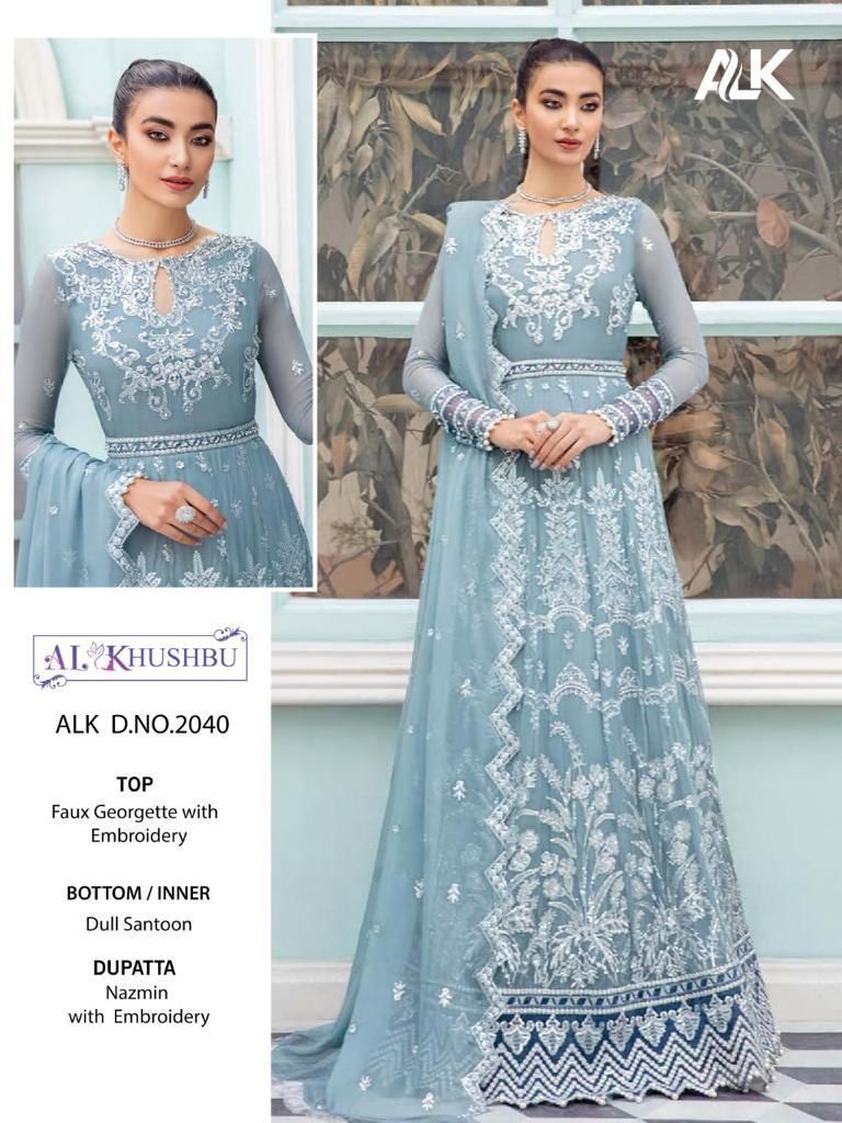 Al Khushbu ALK Dno 2040 Georgette Stylish Designer Party Wear Pakistani Style Salwar Kameez