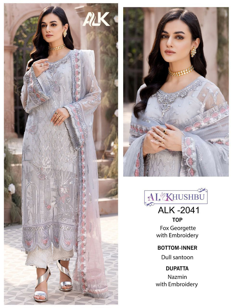 Al Khushbu Dno 2041 Georgette With Heavy Embroidery Stylish Designer Pakistani Salwar Kameez