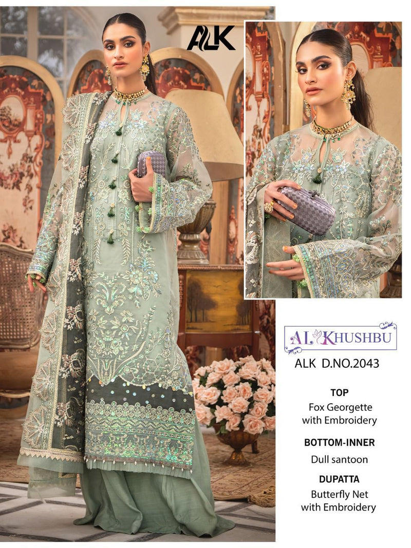 Al Khushbu Dno 2036 Georgette Butterfly Net With Heavy Embroidery Work Stylish Designer Pakistani Salwar Suit