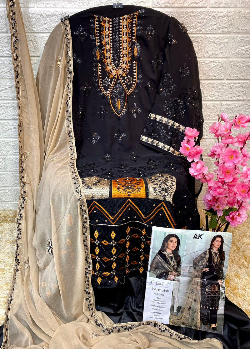Al Khushbu Dno 3002 Georgette With Heavy Embroidery Work Stylish Designer Attractive Look Salwar Kameez