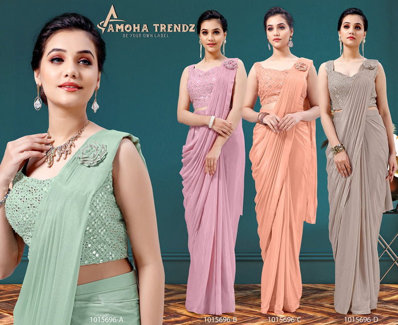 Amoha Trendz Dno 1015696 Ice Georgette Stylish Designer Party Wear Sarees