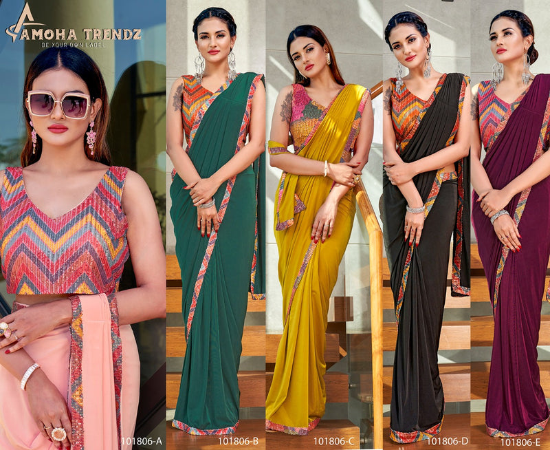 Amoha Trendz Design No 101806 Imported Lycra Stylish Designer Party Wear Saree