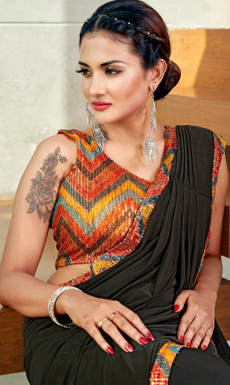 Amoha Trendz Design No 101806 Imported Lycra Stylish Designer Party Wear Saree