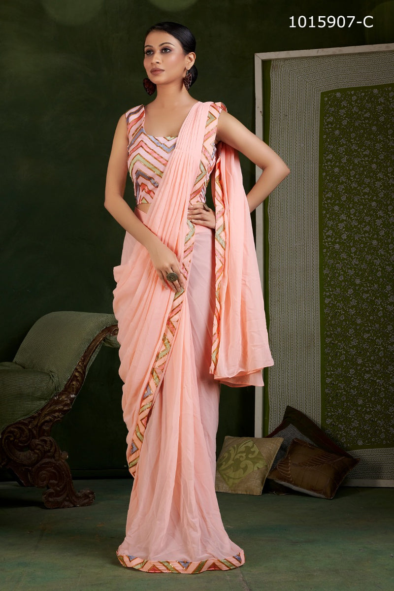 Amoha Trendz Dno 1015907 Georgette Stylish Designer Party Wear Saree
