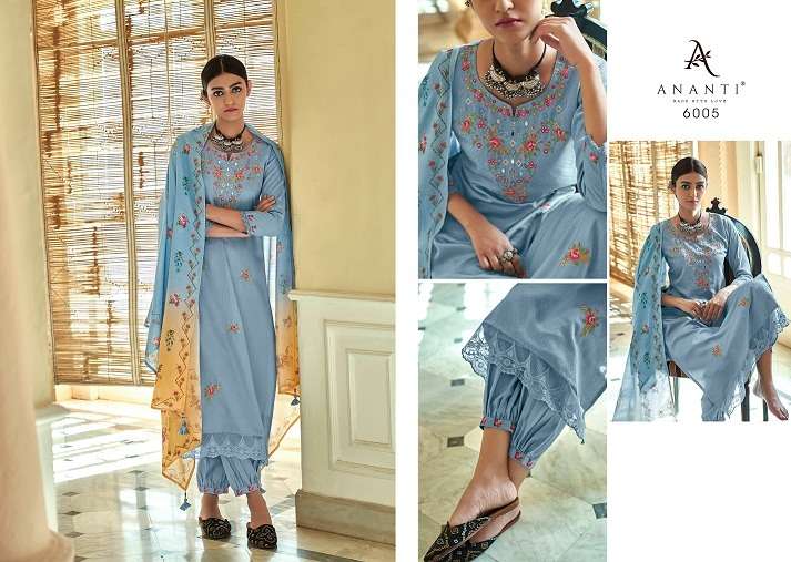 Ananti Anantam Viscose Designer Party Wear Embroidered Kurtis With Bottom & Dupatta