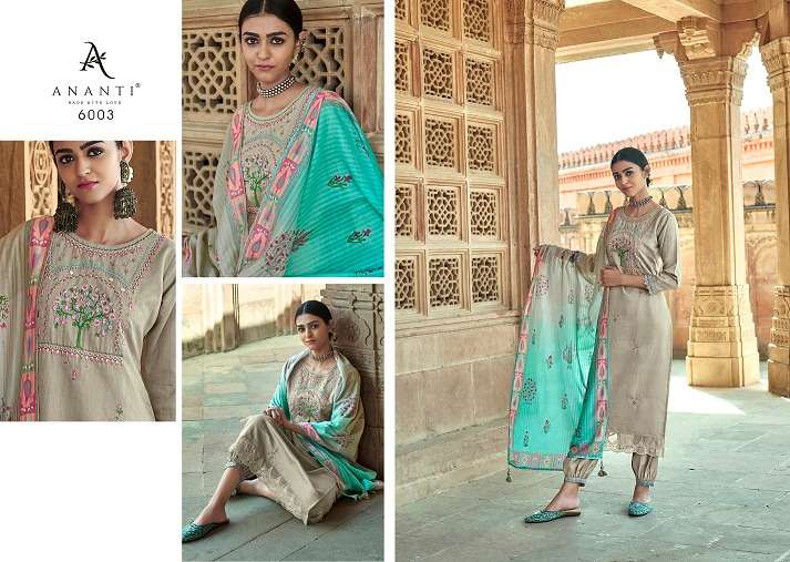 Ananti Anantam Viscose Designer Party Wear Embroidered Kurtis With Bottom & Dupatta