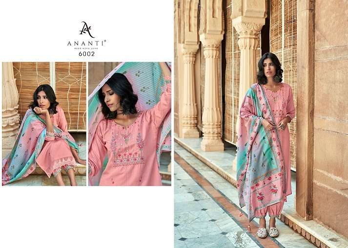 Ananti Anantam Viscose Designer Party Wear Embroidered Kurtis With Bottom & Dupatta