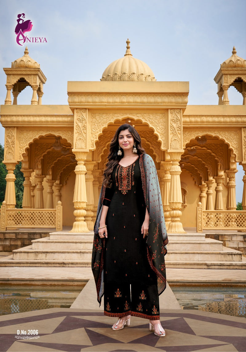 Anieya Fashion Kashmiri Vol 1 Viscose With Embroidery Work Stylish Designer Kurti With Pant Dupatta