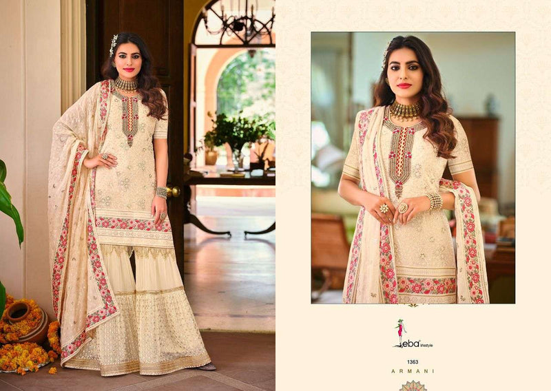 Eba Lifestyle Armani Dno 1363  Georgette With Embroidery Stylish Festival Wear Salwar Suit
