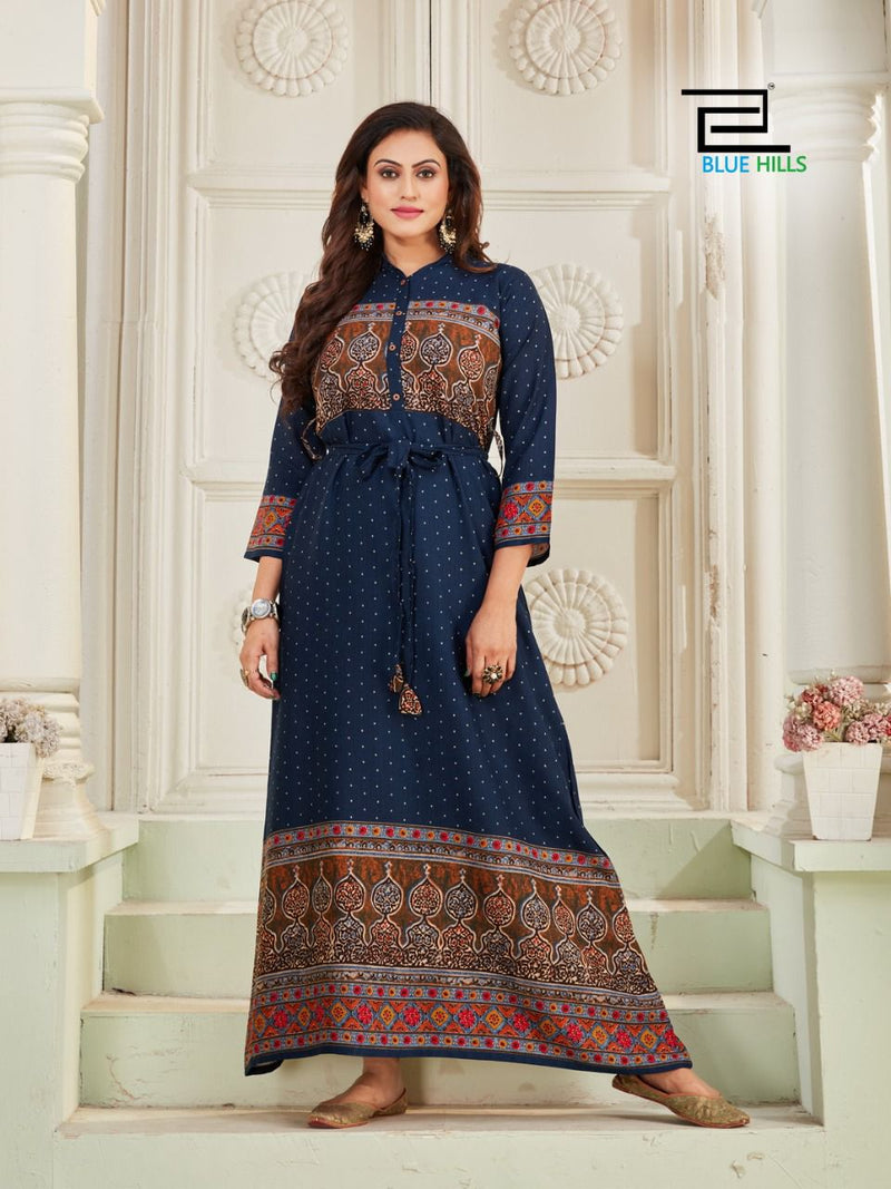 Blue Hills Walkway Vol 1 Rayon Stylish Designer Long Gown Fancy Kurti