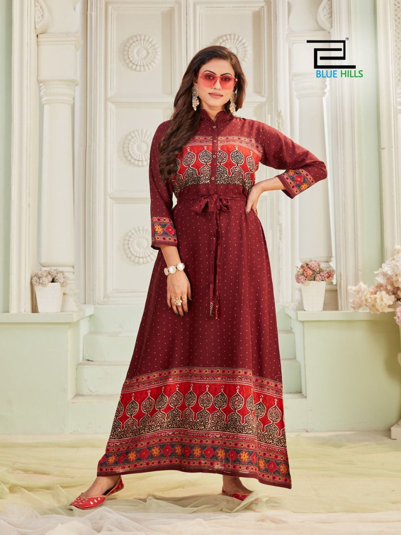 Blue Hills Walkway Vol 1 Rayon Stylish Designer Long Gown Fancy Kurti
