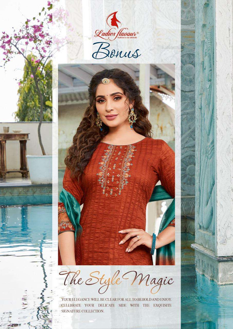 Ladies Flavour Bonus Chinon With Heavy Organza Stylish Designer Festival Wear Kurti With Bottom