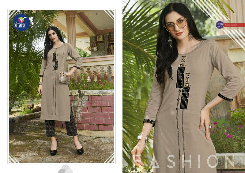 Creta By Vitara Fashion Rayon Embroidery Kurti With Pant