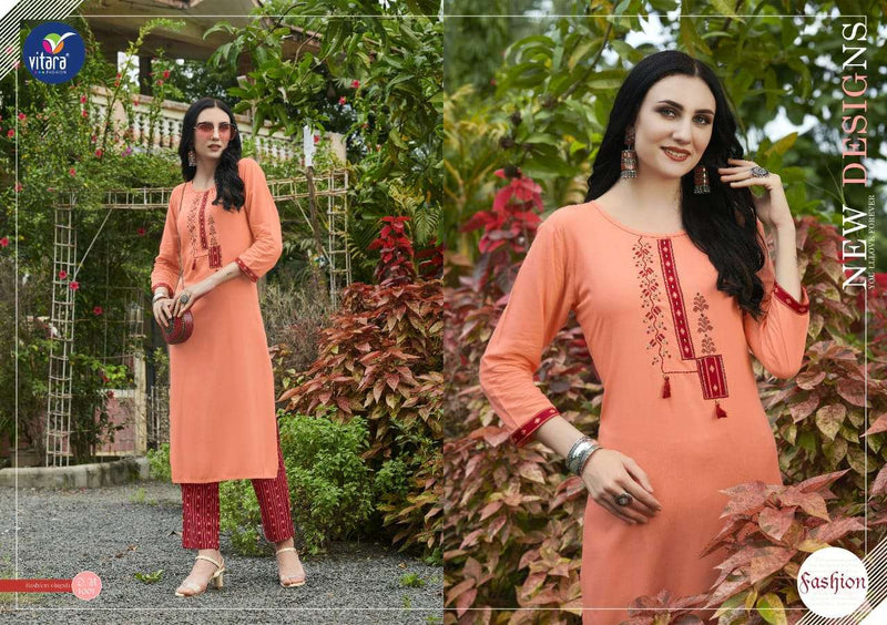 Creta By Vitara Fashion Rayon Embroidery Kurti With Pant