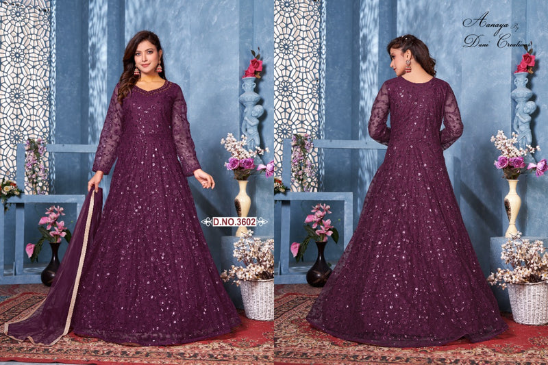 Dani Aanaya 3602 Series Vol 136 Net Heavy Stylish Designer Party Wear Salwar Suit