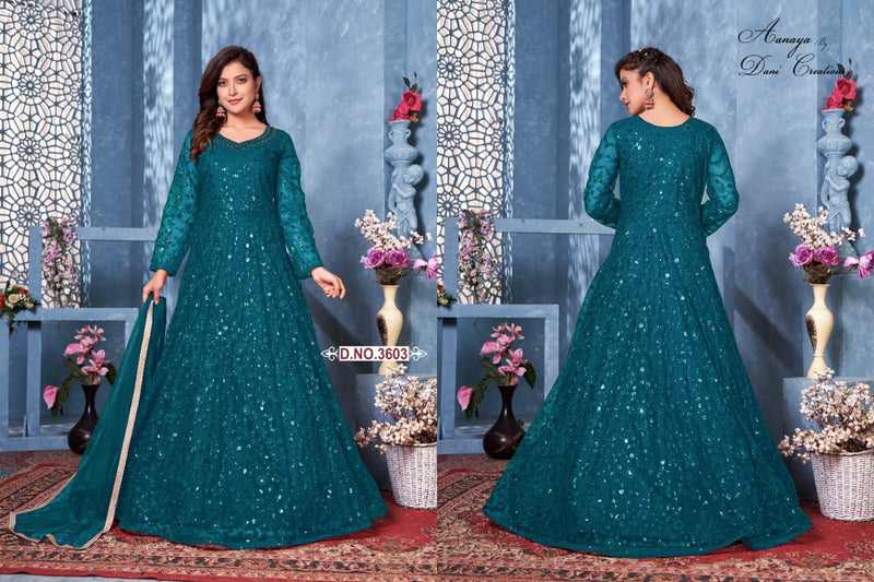 Dani Aanaya 3603 Series Vol 136 Net Heavy Stylish Designer Party Wear Salwar Suit