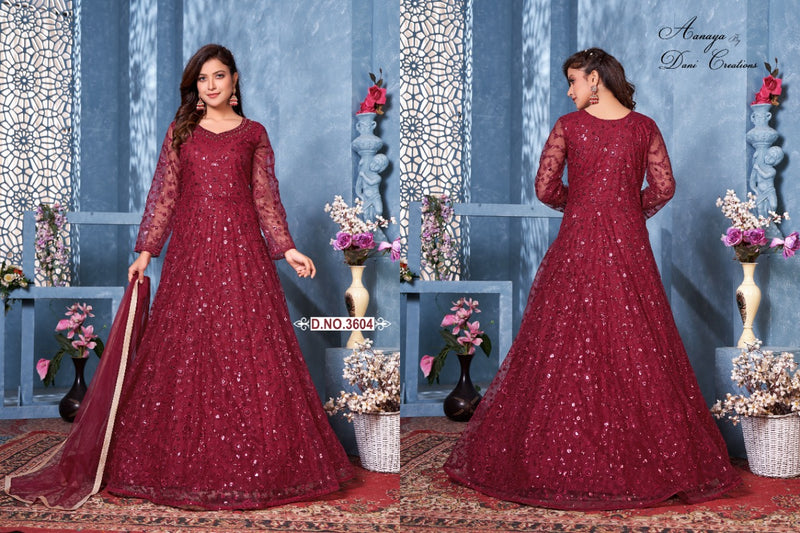 Dani Aanaya 3604 Series Vol 136 Net Heavy Stylish Designer Party Wear Salwar Suit