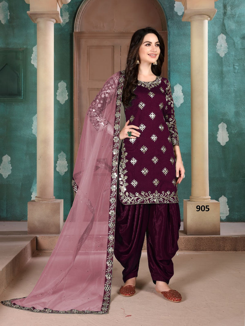 Dani Aanaya 900 Series Art Silk With glass Work Designer Stylish Party Wear Salwar Suit