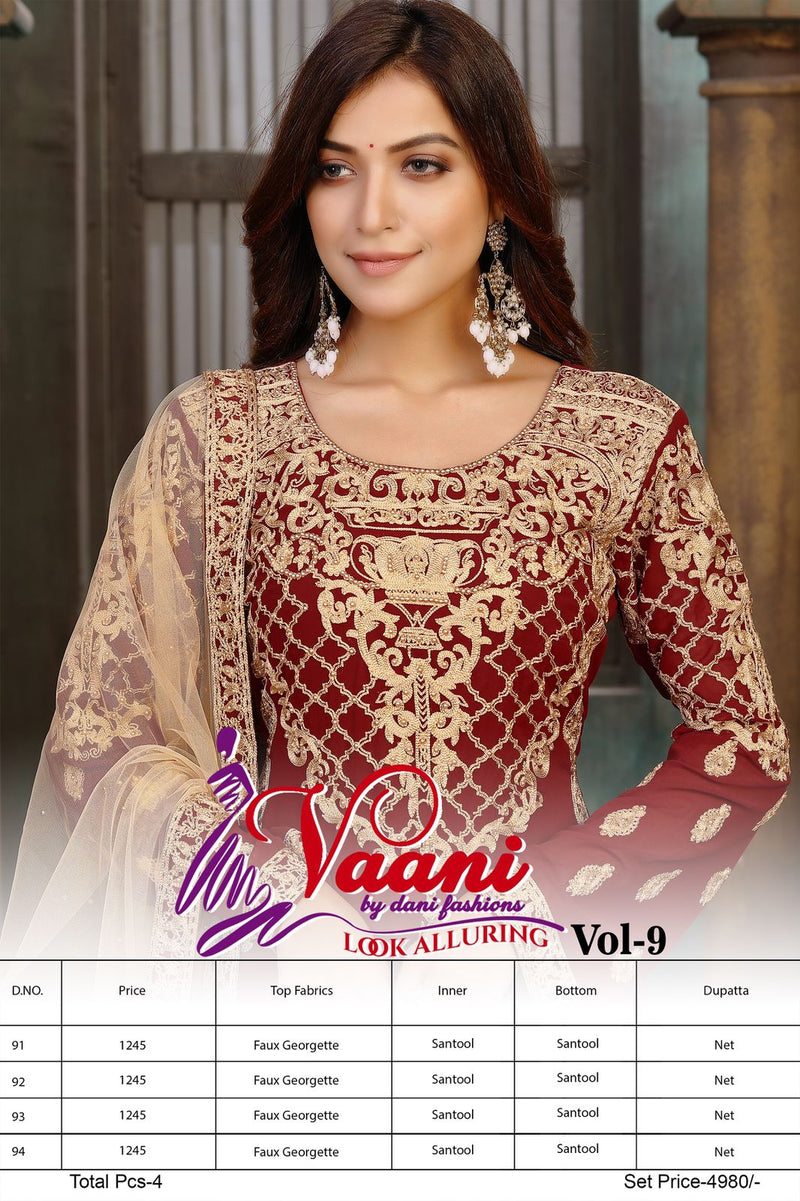 Dani Vaani Dno 91 To 94 Georgette With Heavy Work Stylish Designer Party Wear Salwar Suit