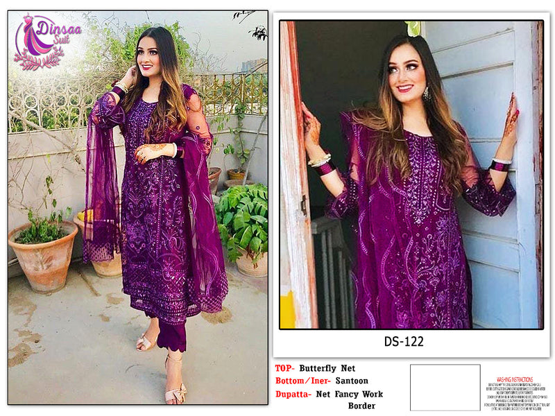 Dinsaa Suit Dno Ds 122 Georgette With Heavy Butterfly Net Stylish Designer Pakistani Party Wear Salwar Suit