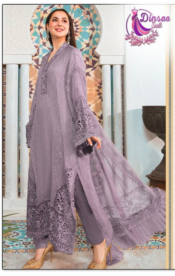 Dinsaa Suit Dno 123 A Georgette With Heavy Embroidery Stylish Designer Pakistani Salwar Suit